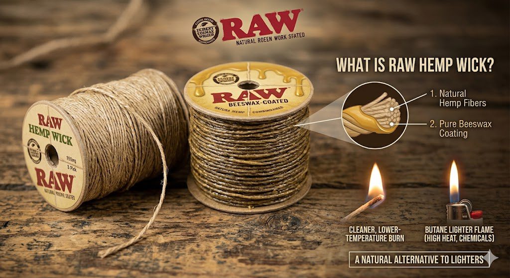 RAW hemp wick roll with natural beeswax coating
