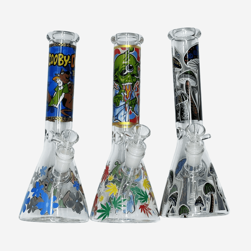 10" PRIINTED BEAKER WATERPIPE