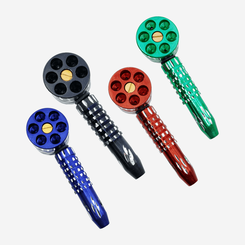 REVOLVER METAL PIPE AND GRINDER: THE ULTIMATE SIX-SHOOTER SMOKING EXPERIENCE