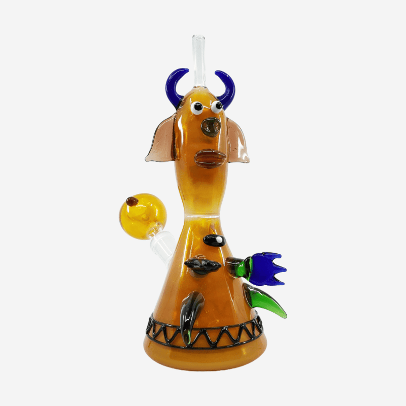DEVIL HORNED HANDMADE ART GLASS SMOKING WATERPIPE